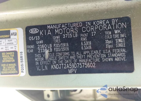 2013 Kia Soul from USA, damaged, VIN KNDJT2A59D7575602